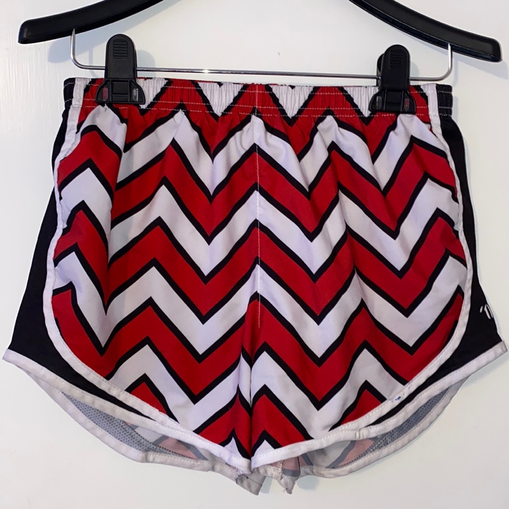 Red, Black & White Chevron Varsity Shorts